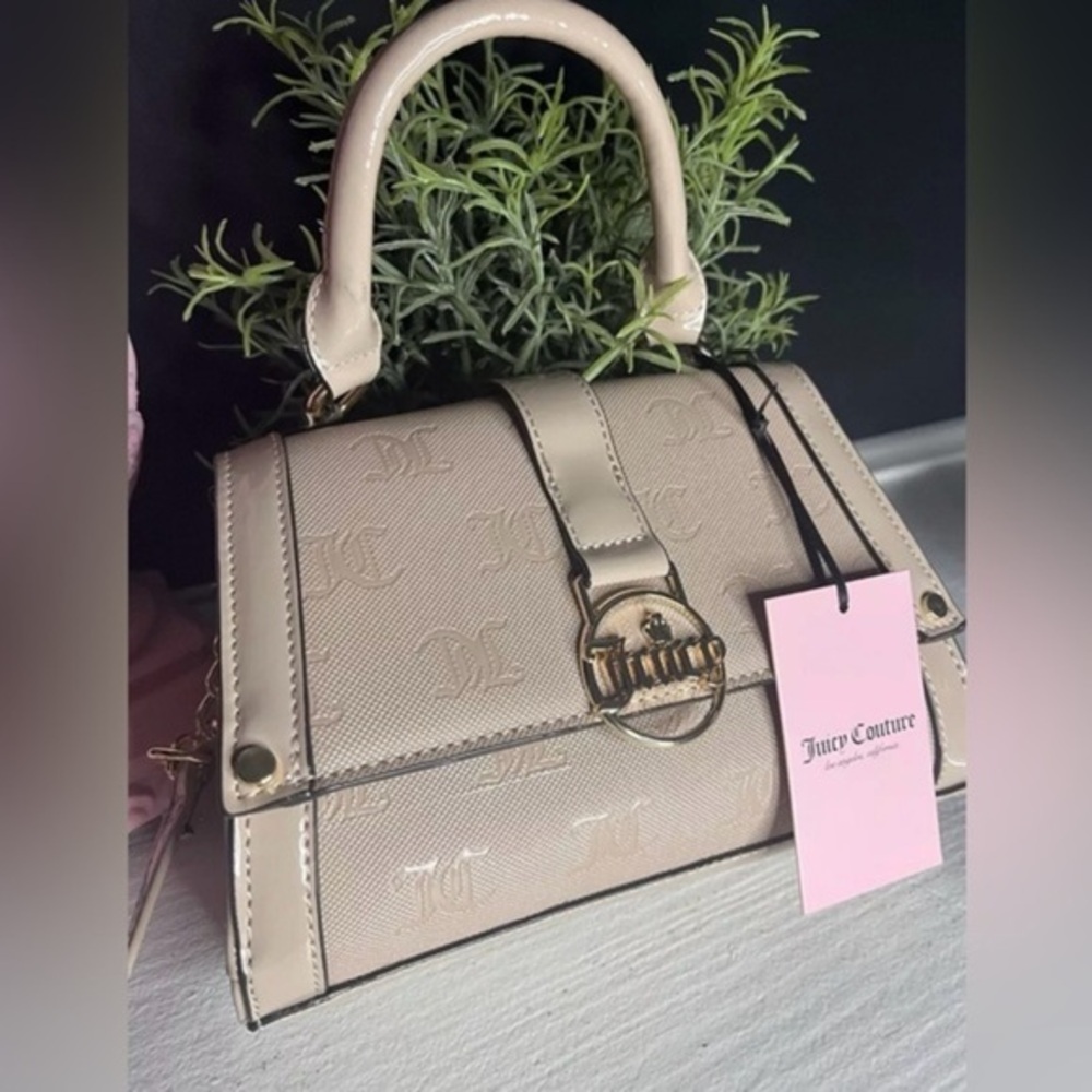 Juicy Couture Café Fancy Flap Crossbody Bag Nude Tan Heart Logo NWT
